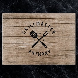 Anpassat namn Retro GRILLMASTER Rustic Wood