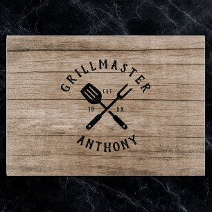 Anpassat namn Retro GRILLMASTER Rustic Wood
