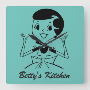 Anpassat namn RETRO KITCHEN CLOCK! Fyrkantig Klocka