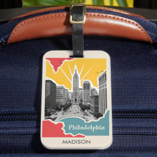 Anpassat namn Retro Philadelphia Bagagebricka