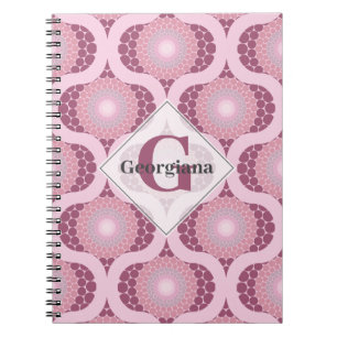Anpassat namn Retro Radiant Dusky Ro Dot Mandala Anteckningsbok