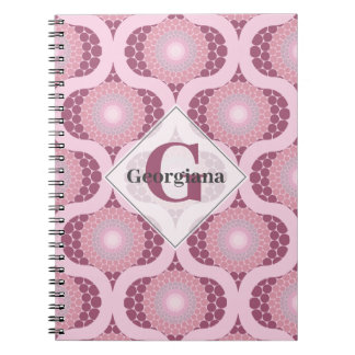 Anpassat namn Retro Radiant Dusky Ro Dot Mandala Anteckningsbok