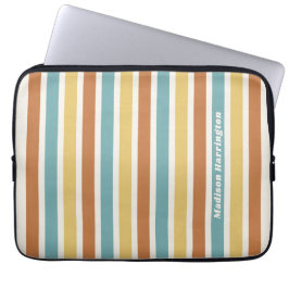 Anpassat namn Retro-randigt mönster Laptop Fodral