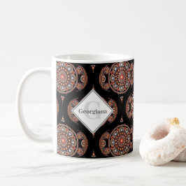 Anpassat namn Retro Safari Sunset Bohemian Mandala Kaffemugg