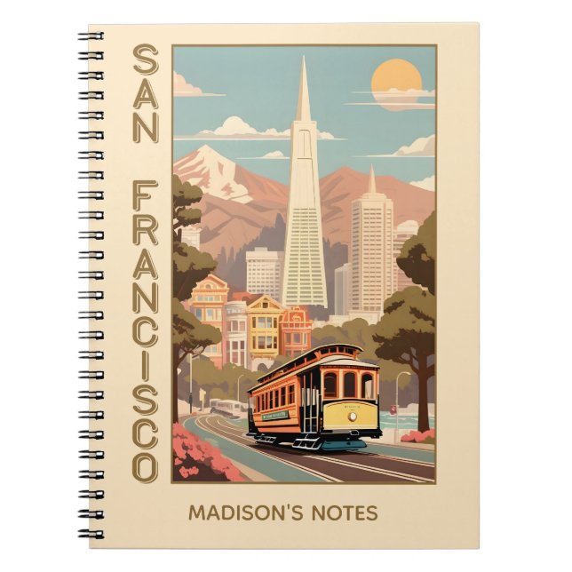 Anpassat Namn Retro San Francisco Anteckningsbok (Framsidan)