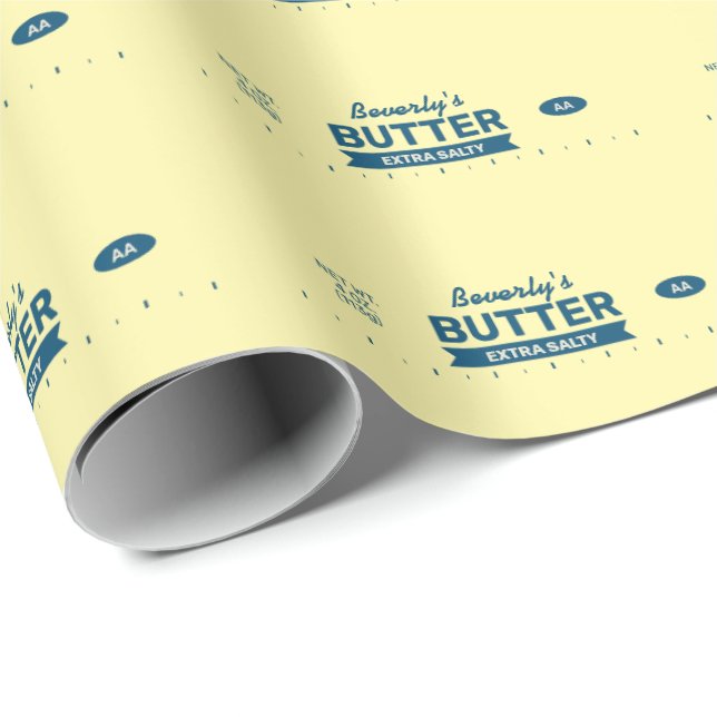 Anpassat Namn Retro Smörsticka Rolig Matmatador Presentpapper (Rullad Hörn)