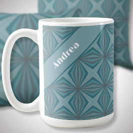 Anpassat namn Retro Teal Mönster Kaffemugg
