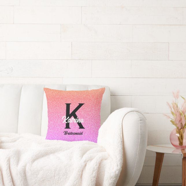 Anpassat namn Ro Guld Glitter Bridesmaid Gift Kudde (Soffa)