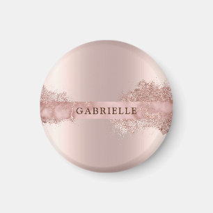 Anpassat namn ro guld glitter faux foil rosa magnet