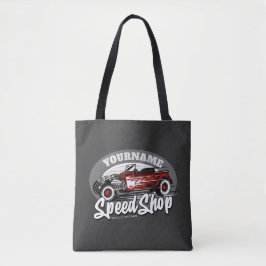 Anpassat NAMN Rockabilly Roadster Speed Shop Garag Tygkasse