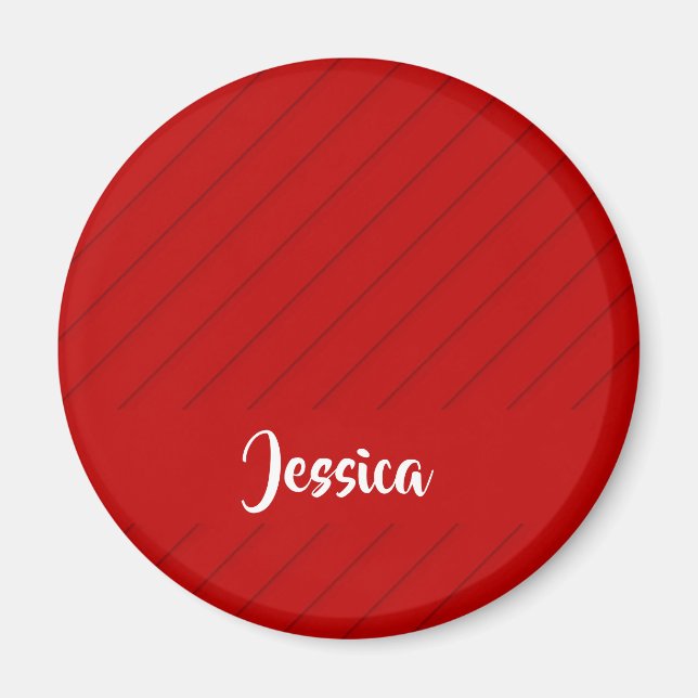 Anpassat namn: röd diagonal plasttextur magnet (Framsidan)