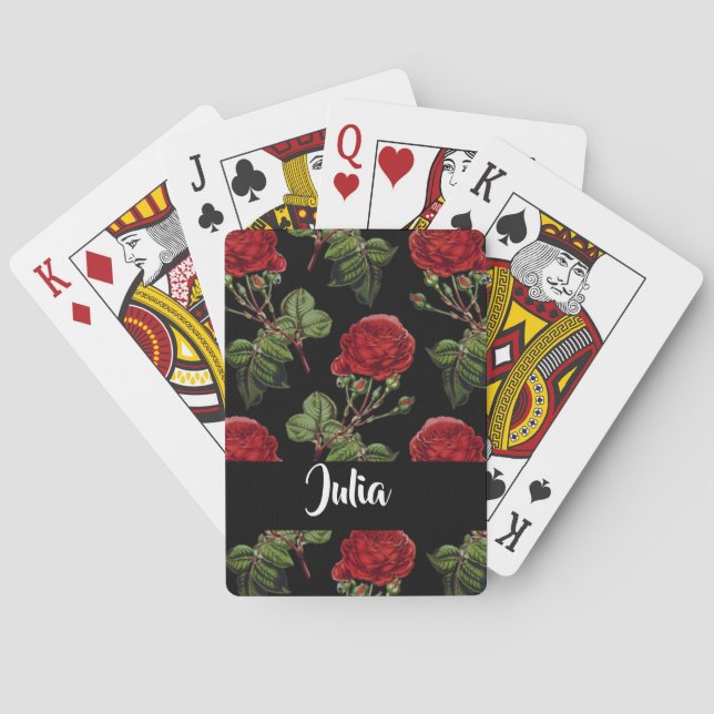 Anpassat namn röd ros casinokort (Baksidan)