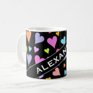 Anpassat namn + Roligt, Loving, Färgfyllda hörn Kaffemugg