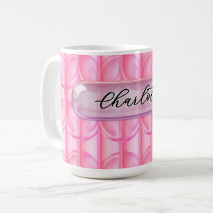 Anpassat Namn Rosa Glas Effekt Personlig Flicka Kaffemugg