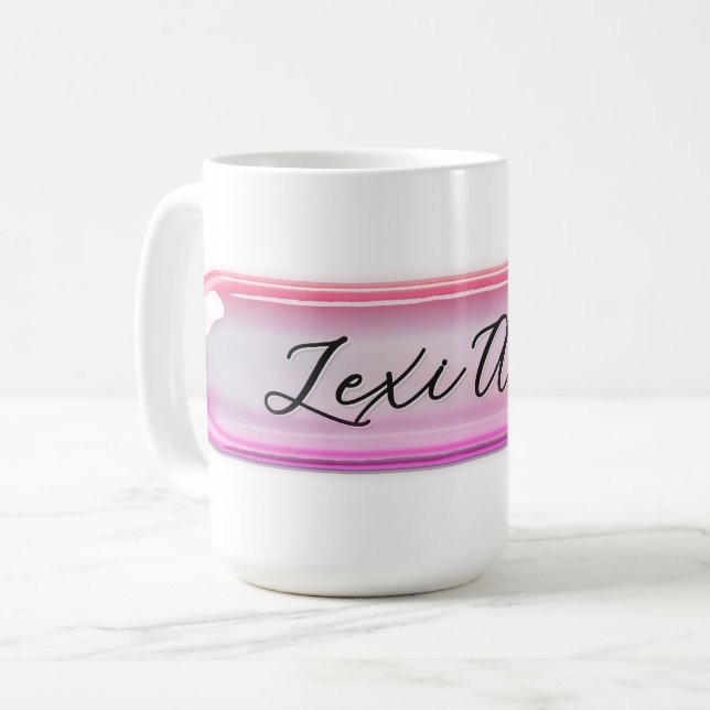 Anpassat Namn Rosa Glaseffekt | Personliggjort Kaffemugg (Framsida vänster)