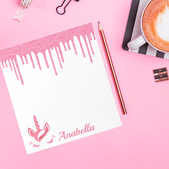 Anpassat namn Rosa Glitter Drives Stars Unicorn An Anteckningsblock (Skapare uppladdad)