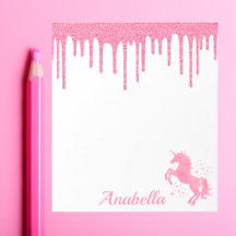 Anpassat namn Rosa Glitter Drives Stars Unicorn