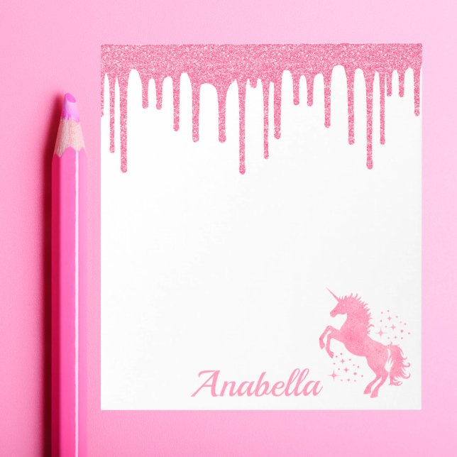 Anpassat namn Rosa Glitter Drives Stars Unicorn Anteckningsblock (Skapare uppladdad)
