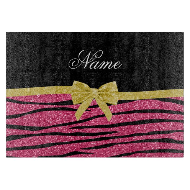 Anpassat namn rosa glitter zebra ränder guld (Framsidan)