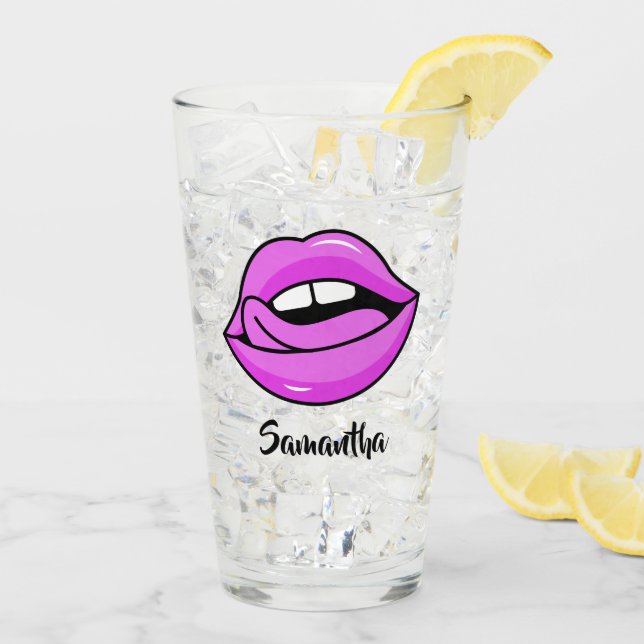 Anpassat namn Rosa Läppar pint glas (Bakside Is)