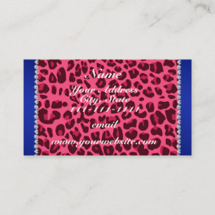 Anpassat namn rosa leopard blått rand visitkort
