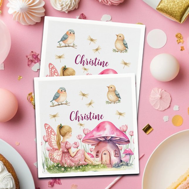 Anpassat namn Rosa Mjölksvampar Pappersservett (Skapare uppladdad)