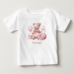 Anpassat namn Rosa Nalle Baby Shirt T