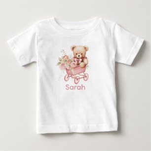 Anpassat namn Rosa Nalle Baby Shirt T