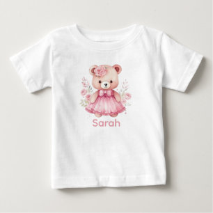 Anpassat namn Rosa Nalle Baby Shirt T