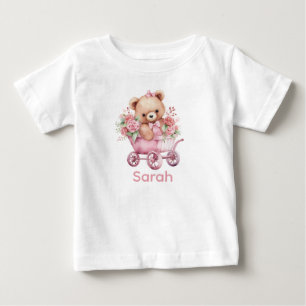 Anpassat namn Rosa Nalle Baby Shirt T