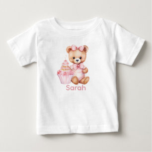 Anpassat namn Rosa Nalle Baby Shirt T