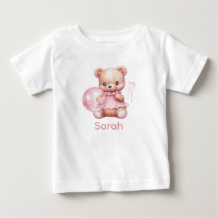 Anpassat namn Rosa Nalle Baby Shirt T
