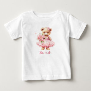 Anpassat namn Rosa Nalle Baby Shirt T