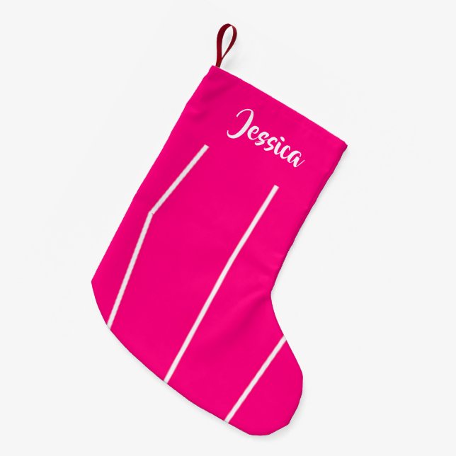 Anpassat namn, rosa och vitt liten julstrumpa (Framsidan (Hängande))