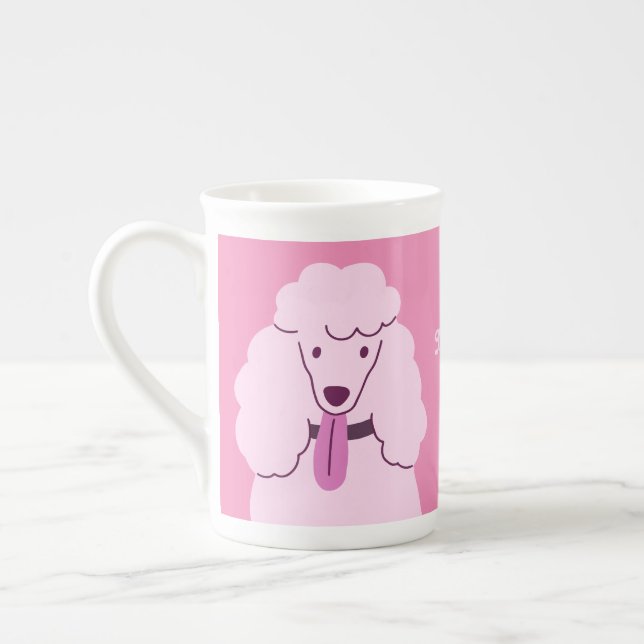 Anpassat namn Rosa Pudel Benporslin Mugg (Vänster)