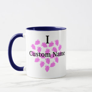 Anpassat namn Rosa Strawberry Heart Kärlek Mugg
