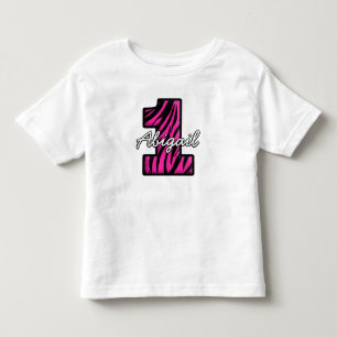 Anpassat Namn Rosa Svart Zebra Ett År Gammal T Shirt