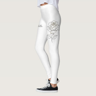 Anpassat Namn Rose Floral Leggings - Personlig Is