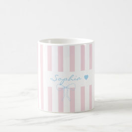Anpassat namn rosenvatten rosa randig  kaffemugg