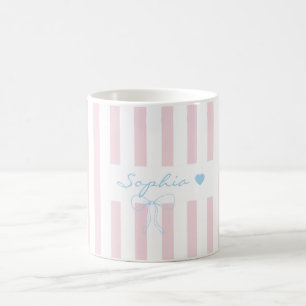 Anpassat namn rosenvatten rosa randig kaffemugg