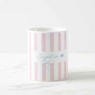 Anpassat namn rosenvatten rosa randig  kaffemugg