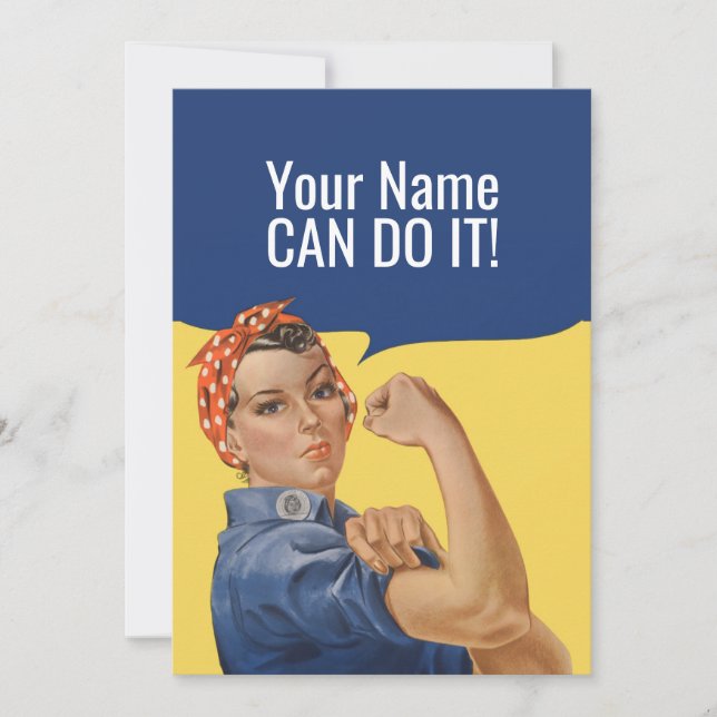 Anpassat namn Rosie the Riveter Encouragement Card Inbjudningar (Framsida)
