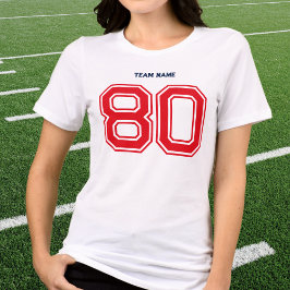 Anpassat namn, rött nummer, team för marinsport t shirt