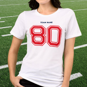 Anpassat namn, rött nummer, team för marinsport t shirt