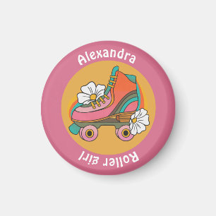Anpassat namn rullskridsko tjej rosa flickig Magne Magnet