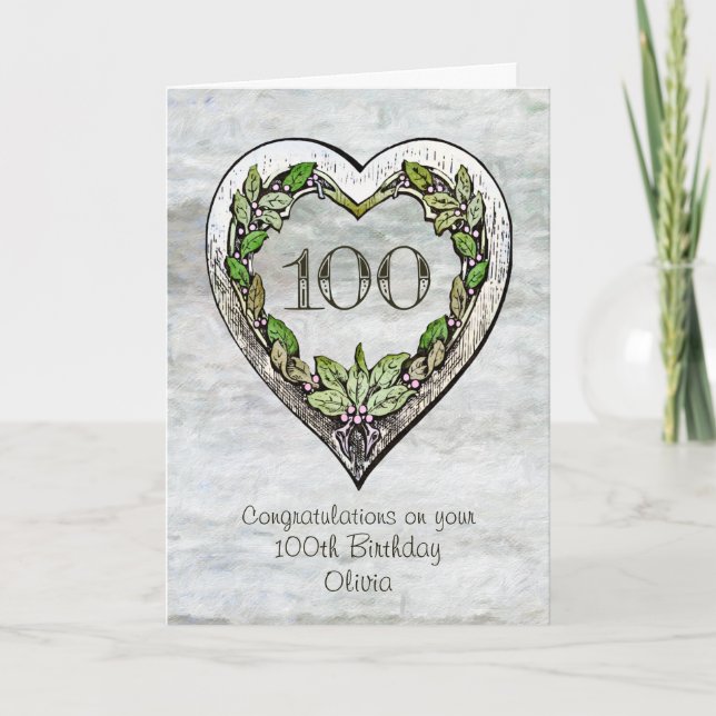 Anpassat namn Rustic 100th Birthday Card Kort (Framsida)
