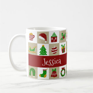 Anpassat Namn Rustik Beige Julsnö Kaffemugg