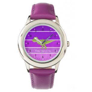 Anpassat namn: saurus t rex lila rosa dinosaur-fli armbandsur
