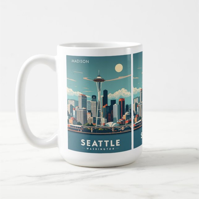 Anpassat namn Seattle Washington Kaffemugg (Vänster)