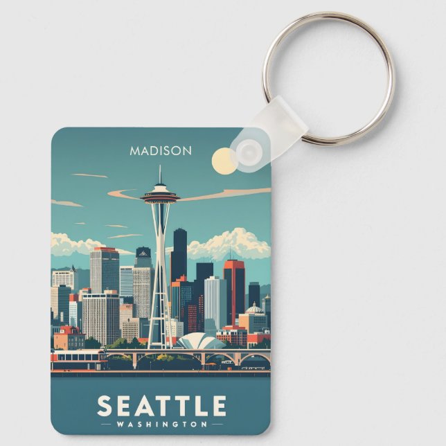 Anpassat namn Seattle Washington Nyckelring (Baksida)